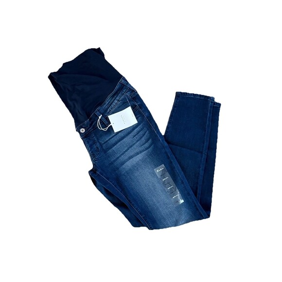 Kancan Maternity Jeans Size 13/30 Dark Wash Skinny Over The Bump 31 Long Length - Picture 1 of 4